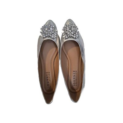 Journee Collection Renzo Vegan Leather Pointed Toe Flats Women Gray Size 9 NEW