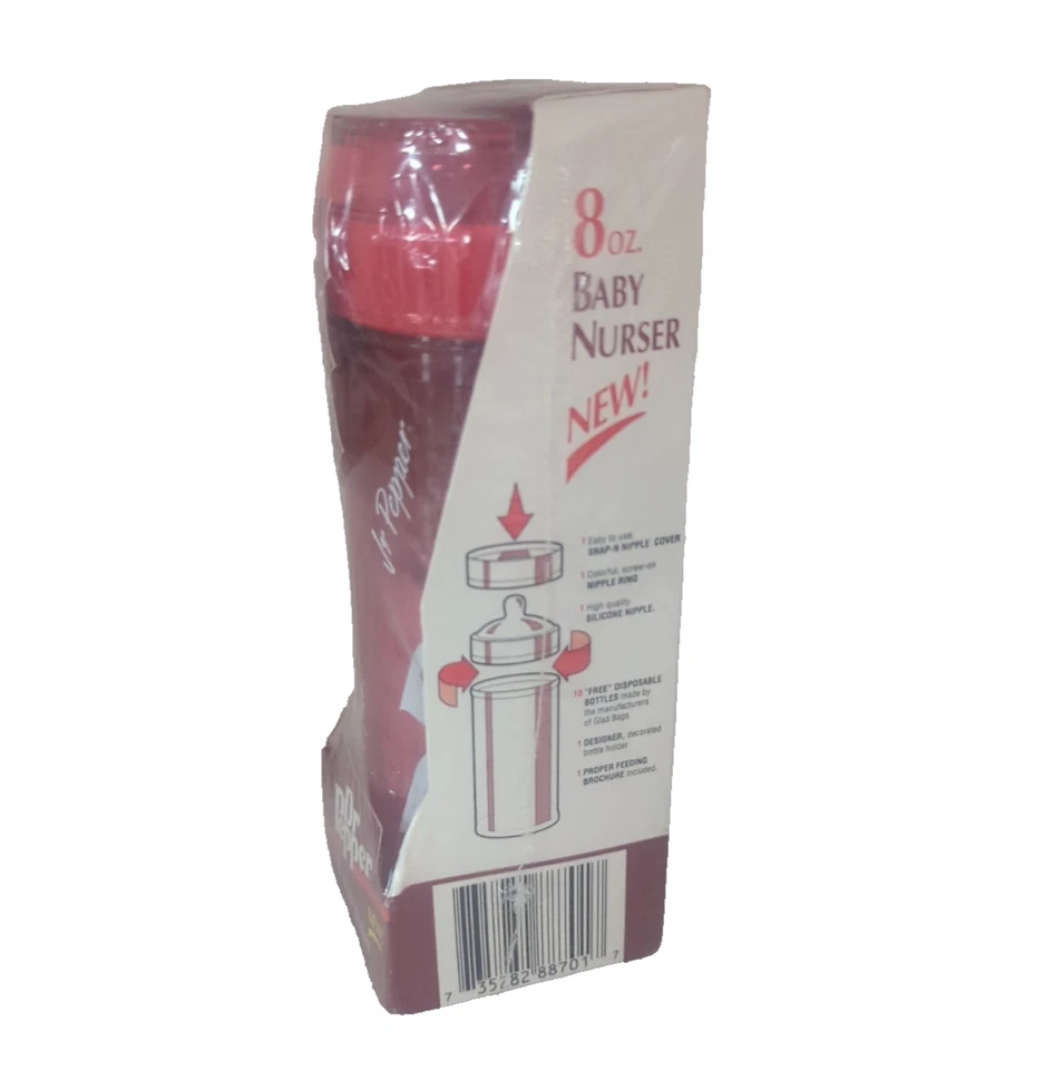Biberón de silicona Munchkin Dr. Pepper para bebé pezón 10 bolsas raro 1994 promoción Foto 2 de 4