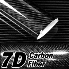 12" x 60" 7D Premium Hi Gloss Black Carbon Fiber Vinyl Wrap Bubble Free Release