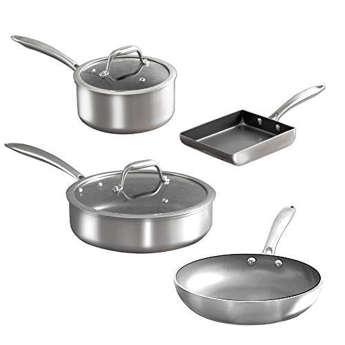 New Iris Ohyama KITCHEN CHEF DG-SE6 Frying Pan and Pot  Set of 6  10.2 inches