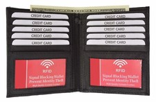 RFID Blocking Genuine Leather European Hipster Bifold Wallet Credit Card 2 ID