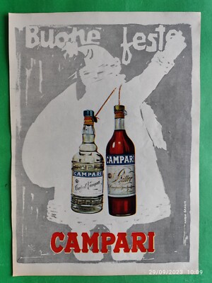 Cordial Bitter Campari Advertising Original 1961 Happy Holidays by Maria Grace