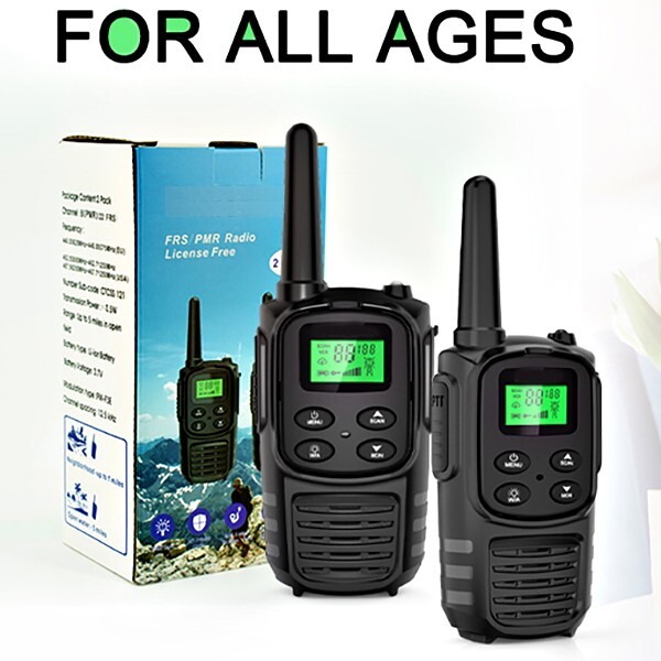 LONG RANGE WALKIE TALKIE 2 SET USB-C RECHARGEABLE LED FLASHLIGHT FRS VOX NOAA