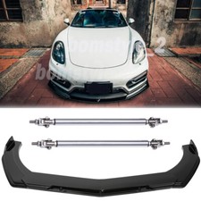 Front Bumper Lip Splitter Spoiler + Strut Rods For Porsche 718 Cayman 2016-2023