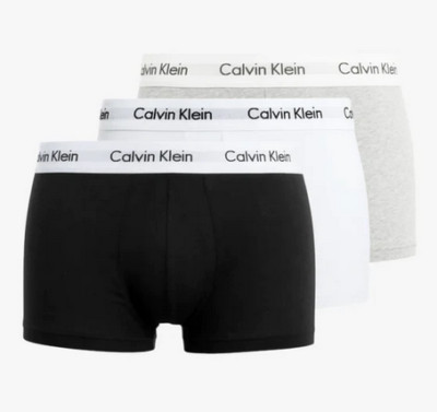 3 Three Pack Men's Calvin Klein Cotton Boxer Brief Black White Tri New In Box