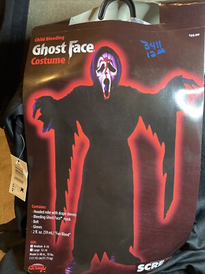 Youth Boys Bleeding Ghost Face Costume From Scream Size Medium 8-10 Fun World