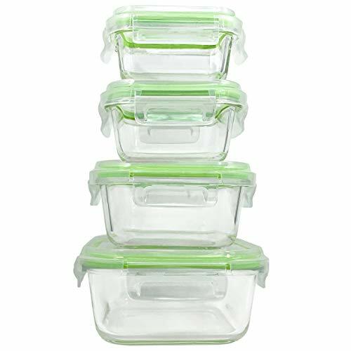 Home Fleek - Contenitori per Alimenti in Vetro | 4 contenitori + 4 (u7y)