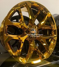 24 Chevy Tahoe Silverado Snowflake Gold Plated Wheels Sierra Yukon Escalade New 24 Chevy Tahoe Silverado Snowflake Gold Plated Wheels Sierra Yukon Escalade New