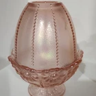 Fenton Pink Daisy Beaded Fairy Light Lamp 6 inches