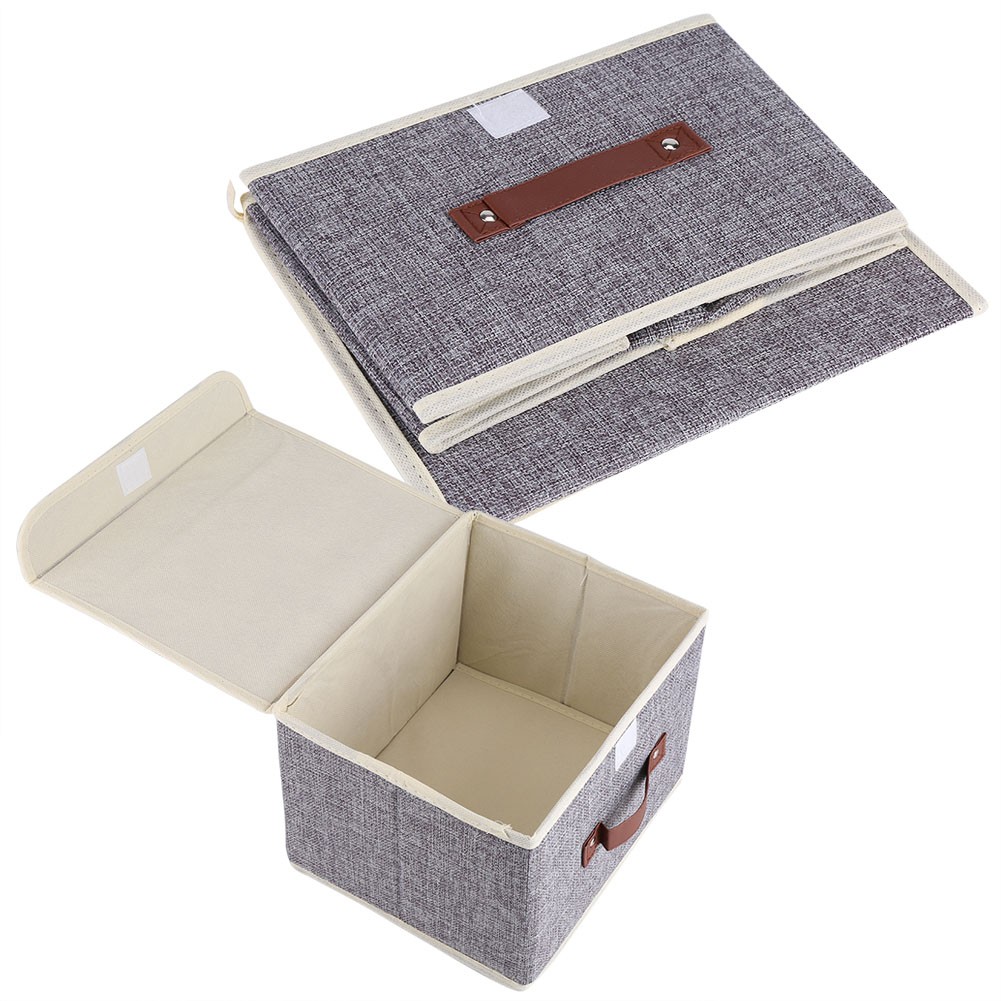 Portable Cotton Linen Storage Organizer For Clothing Toys Gray 10.2x7.9x6.7in