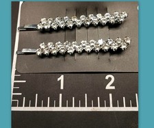 Rhinestone hair crystal Bobby Pins bridal bride wedding silver glass pair clips