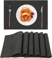 Washable Cloth Placemats Set of 4 Cotton Linen Double Layer Thickened Machine Wa