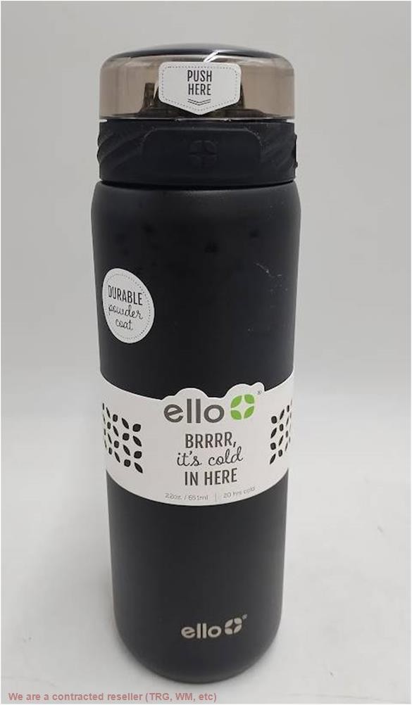 Бутылка для воды Ello Cooper из нержавеющей стали емкостью 22 унции Черная SEE DETAILS