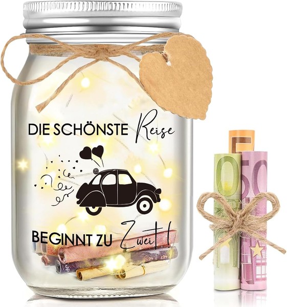 Geldgeschenk Hochzeitsgeschenk LED Flaschenlicht Dekoration Geschenkidee-image