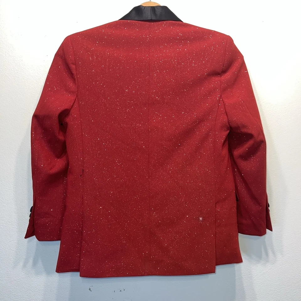 Conjunto de chaqueta y chaleco de esmoquin rojo brillante para niños World of USA vacaciones formales talla 8 Foto 2 de 4