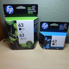 Genuine HP 63 Black and Tri-Color Ink Cartridge 2 Pack L0R46AN 140  Black New