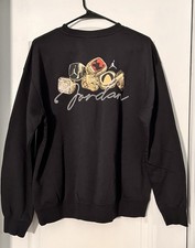 Nike Air Jordan Womens Crewneck Sweatshirt M Black Graphic Back Print NWT
