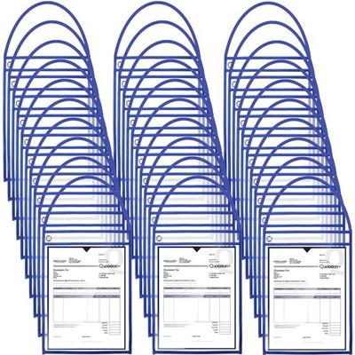 Geyee 50-Pack 9x12 Hanging Job Ticket Holders with Strap, Clear Blue