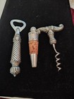Vintage Brighton Silver Bar Set 3 Pieces Corkscrew, Wine Stopper, Bottle Opener — photo 1
