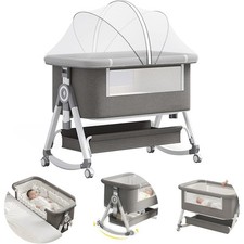 4 in 1 Baby Bassinet Bedside Sleeper, Rocking Bassinets with Wheels and Comfy