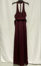 White by Vera Wang Women's Wine Halter V-Neck Gown Dress Sash Formal NWT Size 18
