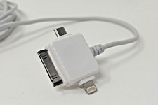 3 in 1 USB-A to Apple 30 Pin / iPhone / Micro USB Charging Sync Cable WHITE