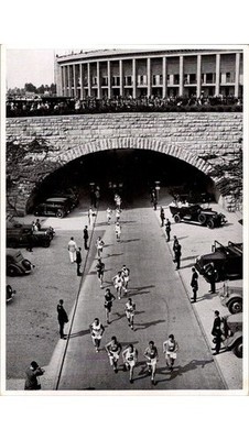 1936 Berlin Olympics Marathon Runners Exit Reichssportfeld Stadium Photograph