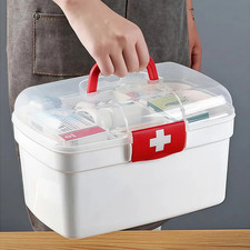 1 pc Portable 2-Tier Weekly Pill Organizer Medicine Storage Box with Handle