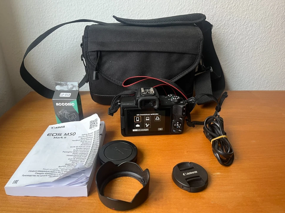 Canon EOS M50 Mark II 24,1MP Spiegellose Systemkamera - Schwarz (Kit mit 15-45mm - Bild 2 von 4