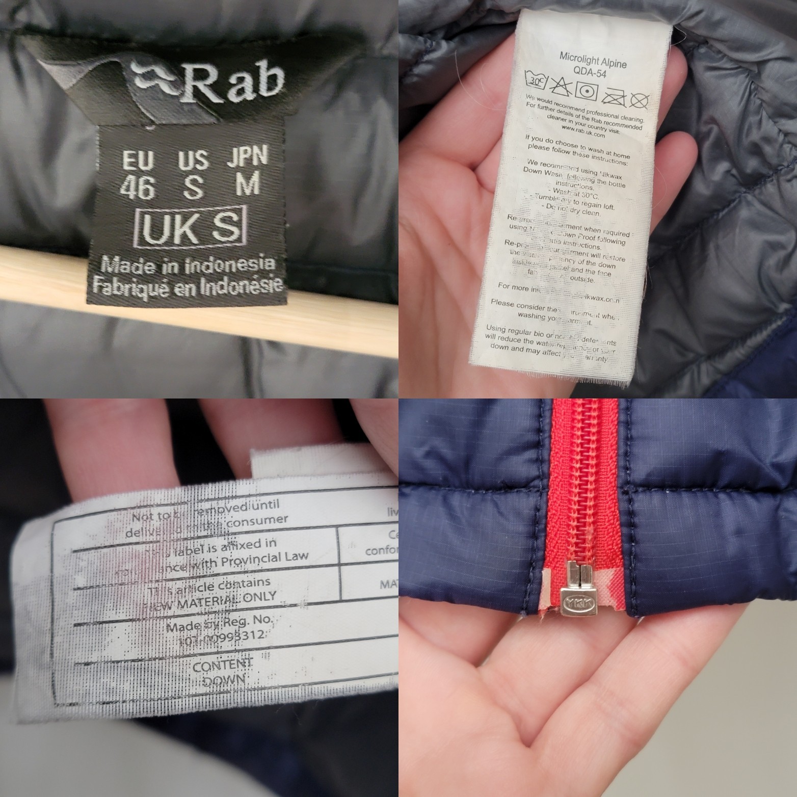 Rab Microlight Alpine Down Jacket Mens Small Navy… - image 11