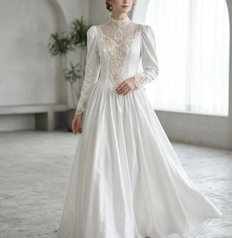 Ivory Victorian Vintage Wedding Dresses & Veils for Women for sale
