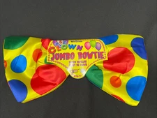 Nylon Over Sized Bowtie Clown Tie Yellow with Polka Dots Cosplay/Halloween