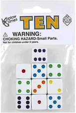 White with Black pips 16mm (5/8in) D6 Dice (10) Koplow Games