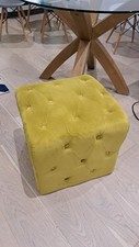 Lime Green QUILTED Chesterfield VELVET FOOTSTOOL SQUARE CUBE (45x45x45cm) £395