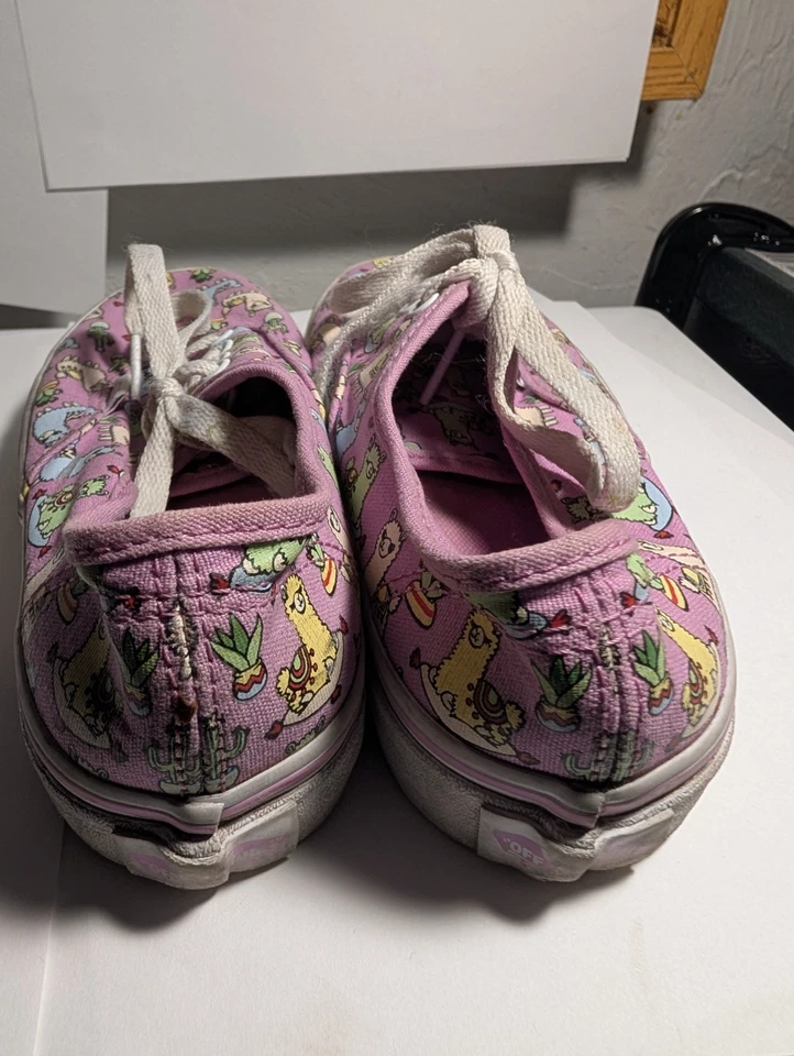 Vans Zapatos Llama Zapatos de Skate Niños EE. UU. Talla 2 púrpura blanco fuera de la pared Foto 4 de 4
