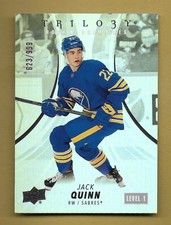JACK QUINN 2022-23 UPPER DECK TRILOGY SP ROOKIE RC CARD #'D /999 NHL SABRES. rookie card picture