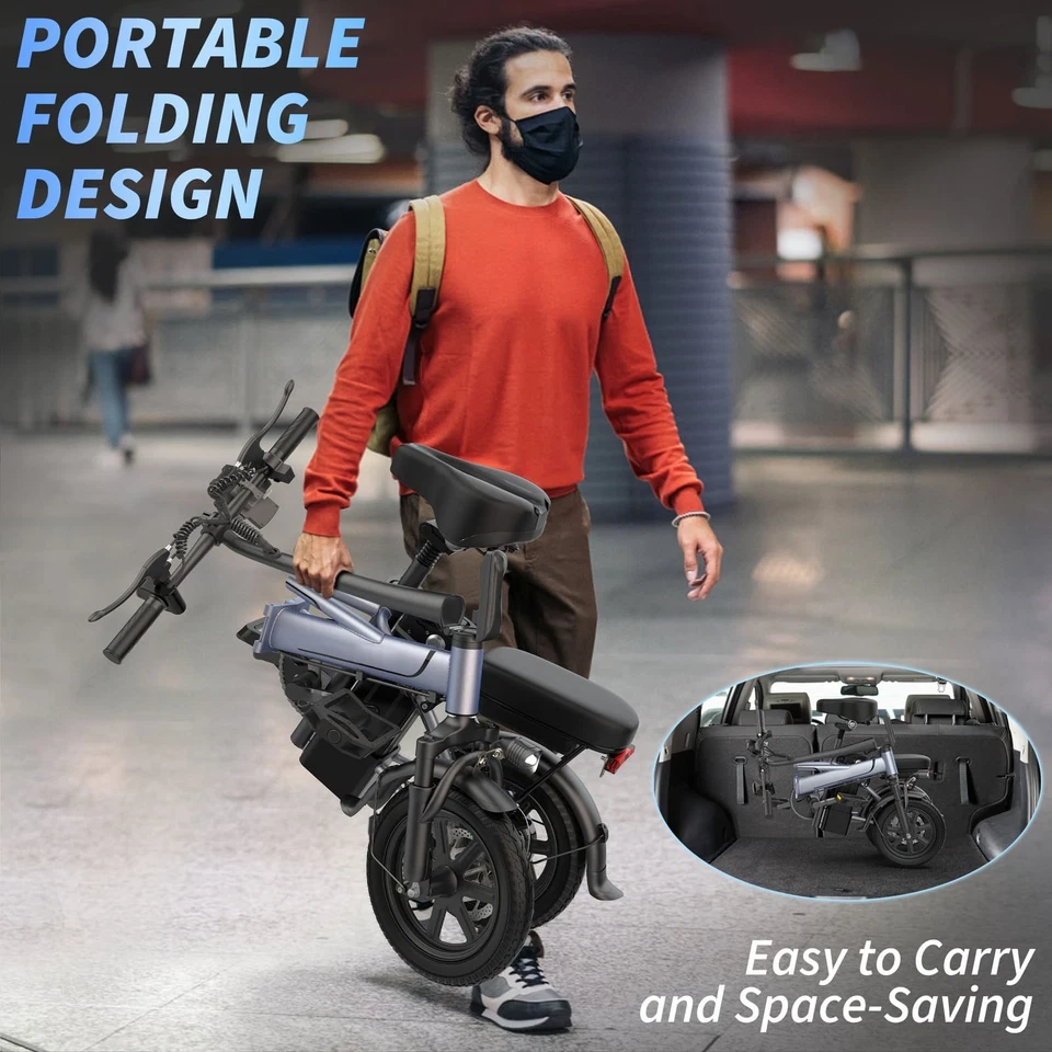 Bicicleta Eléctrica Plegable 500W 48V 15.6Ah 22MPH 14" Bicicleta Eléctrica Ciudad de Cercanías Ligera Foto 2 de 4