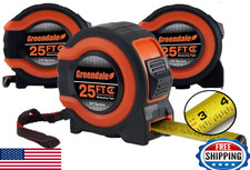 Greendale 3-Pack 25ft Tape Measures - Easy Read 1/8" Fractions