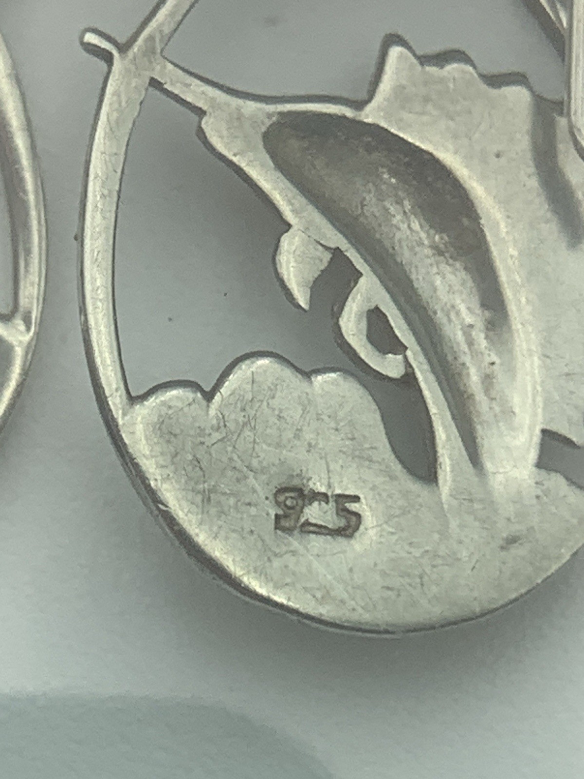 Vintage Sterling Silver Solid  Swordfish Hook Ear… - image 4