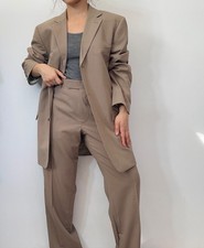 Vintage Hugo Boss Wool Suit Mens M 34 Beige Tailored Set Classic Blazer Trousers