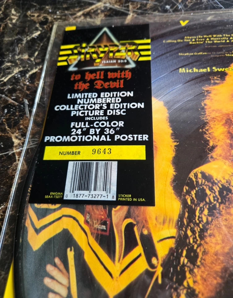 Stryper To Hell With The Devil original 1987  picture disc number 9643 w/poster - Image 2 of 4