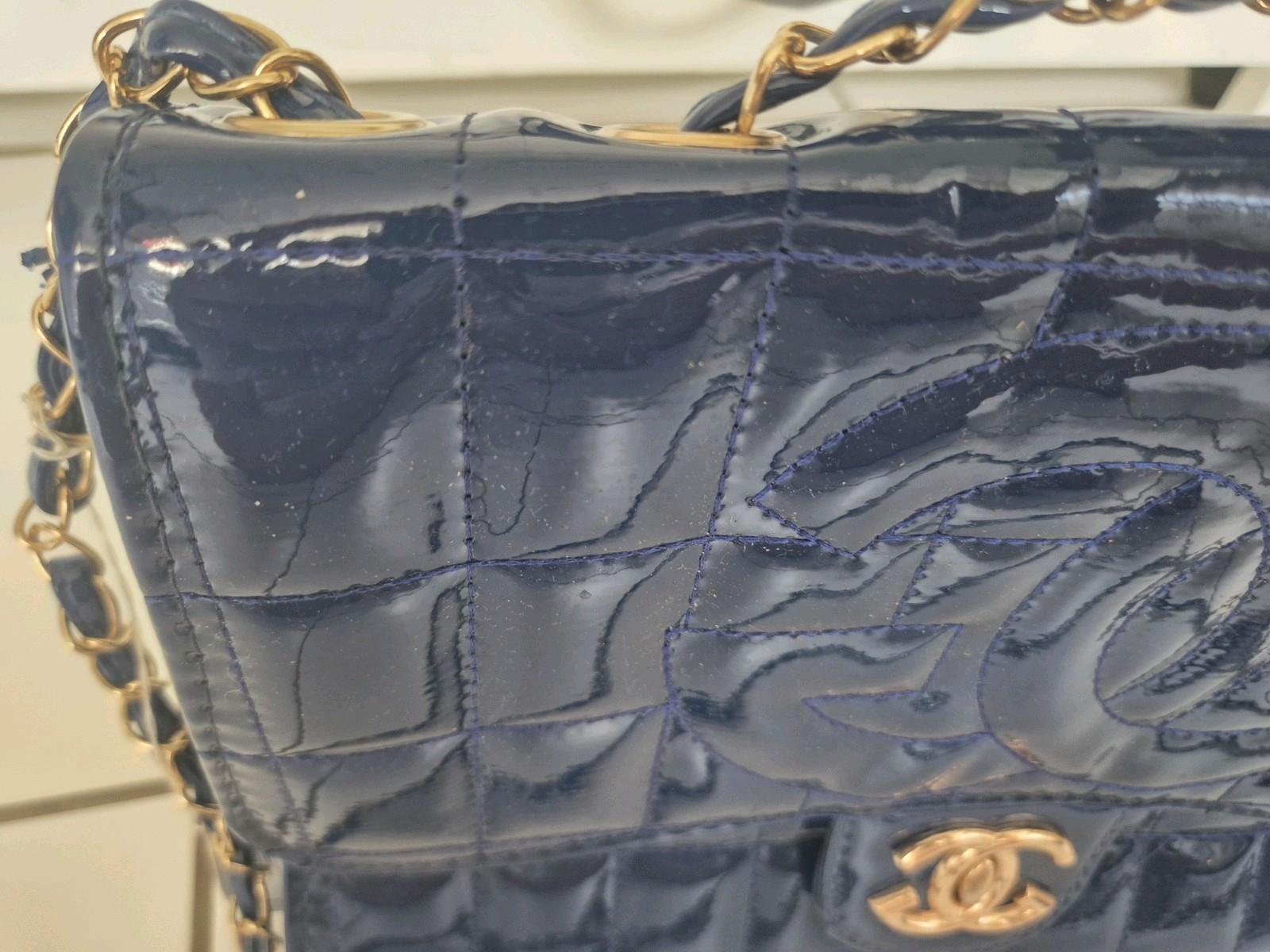 Chanel Royal Blue Quilted Lambskin Coco Crush Rectangular Medium Flap Bag.  used image 3