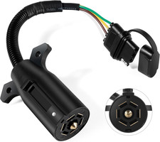 Premium 7 Pin to 4 Pin Trailer Adapter, Waterproof 7 Pin round to 4 Pin Flat ...