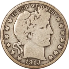 1913-S BARBER HALF DOLLAR - NICE! VG, BETTER DATE!