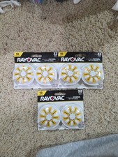 LOT OF 3 Rayovac Hearing Aid Batteries Size 10, Yellow Tab 96 Total Count 