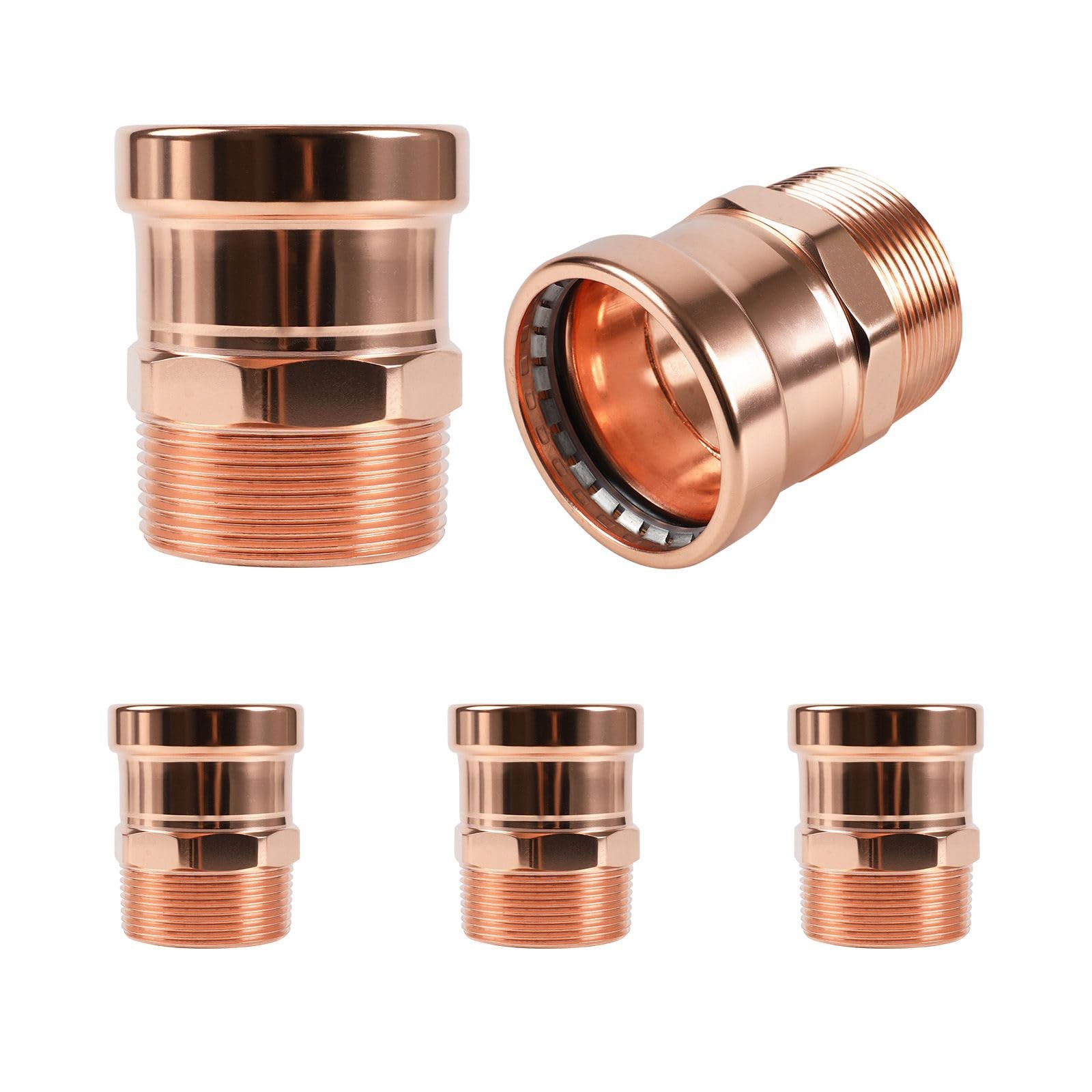 5 PCS Copper Press Male Adapter Fitting 1/2 Inch P x 3/4 Inch MPT Plumbing