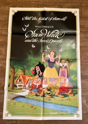 Walt Disney's Snow White and the Seven Dwarfs rerelease Poster 1983 theater fold