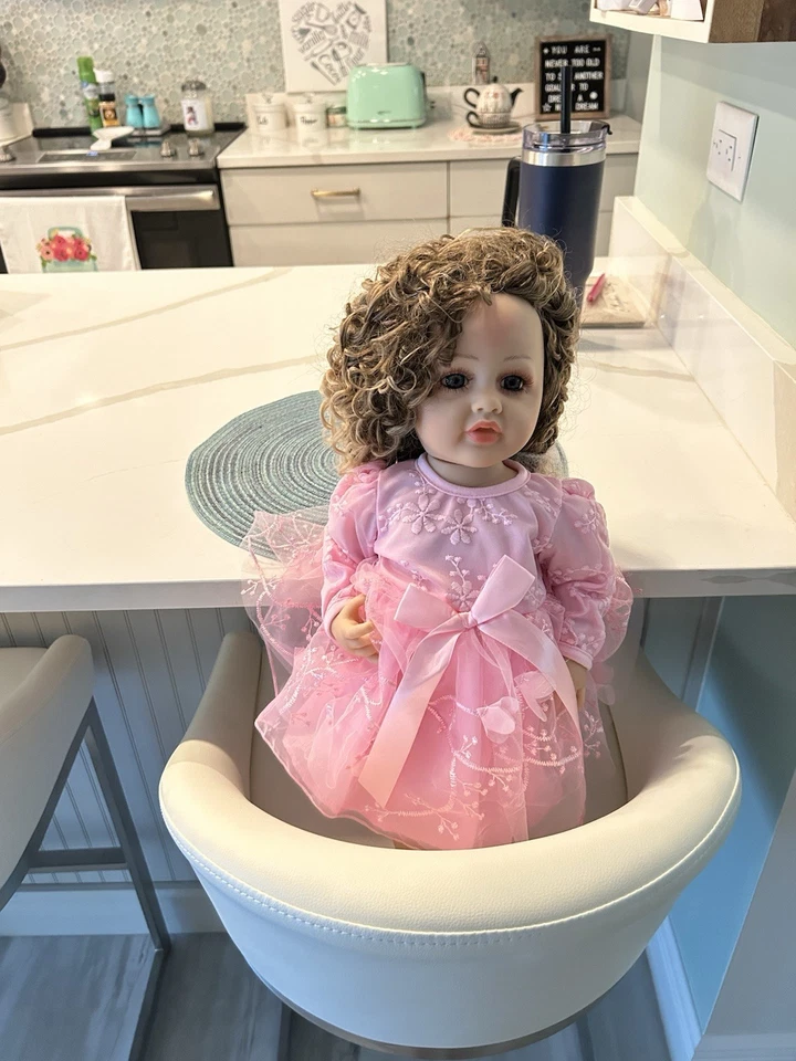 Muñecas Reborn 22" Hechas a Mano Vinilo Suave-Silicona Muñeca Bebé Foto 3 de 4