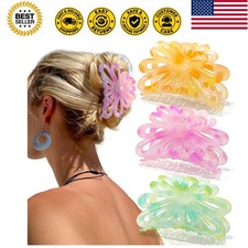 Flower Hair Claw Clips for Women/Girls, 3PCS 3.1" Big Cute Clips for Thick/Th...