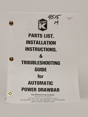 Kurt Parts List Installation & Troubleshooting Guide for Automatic Power Drawbar